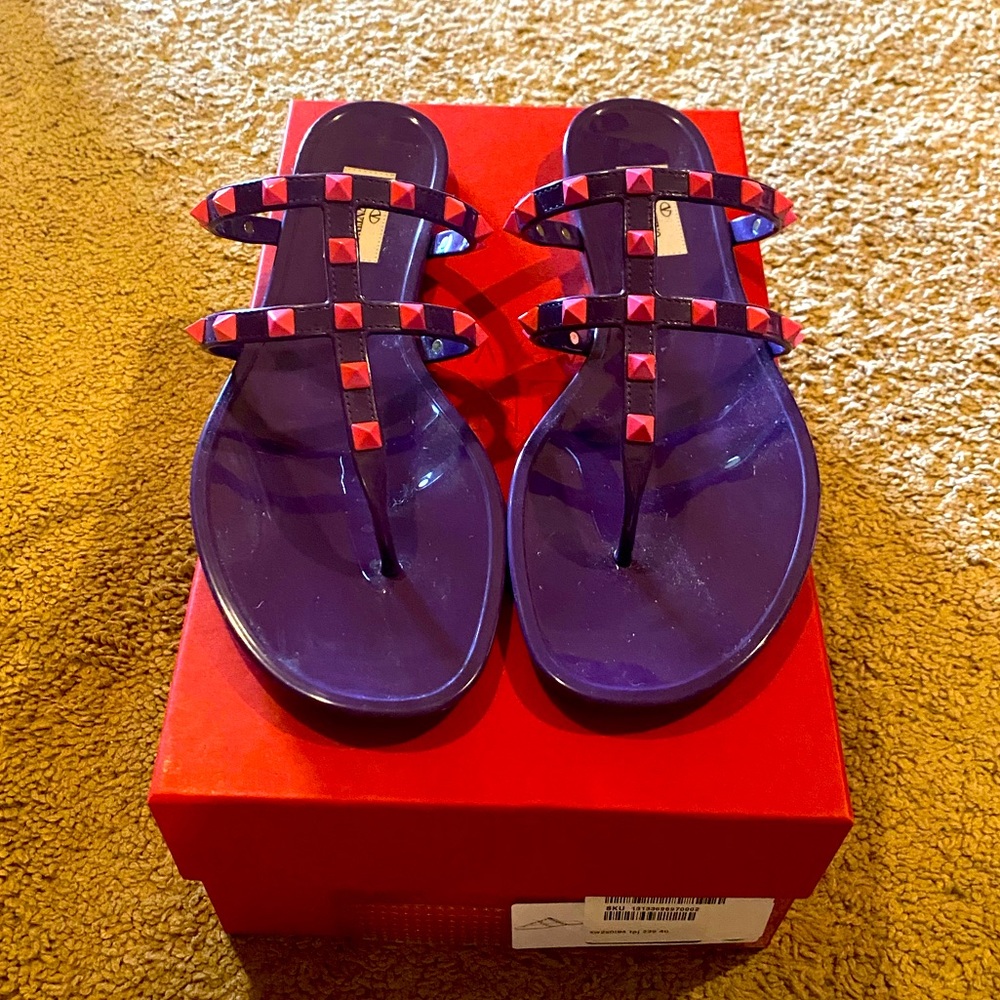 Valentino Rockstud Jelly Thong Sandals